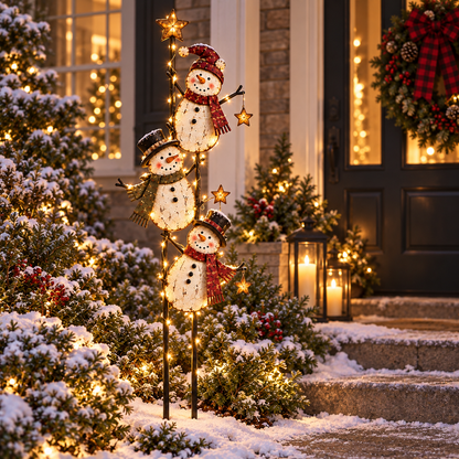 ☃️✨ Starlit Snowman Trio™ – Lighted Christmas Garden Stake