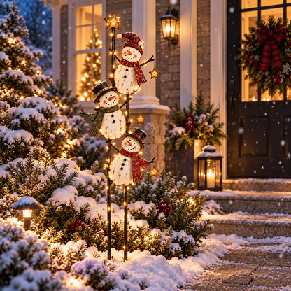 ☃️✨ Starlit Snowman Trio™ – Lighted Christmas Garden Stake