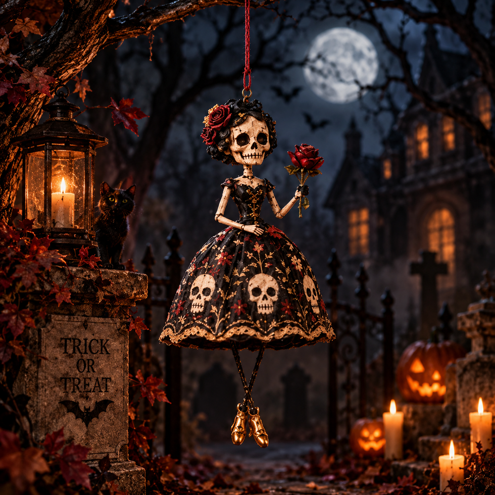 Skull Lady hanging Halloween decoration
