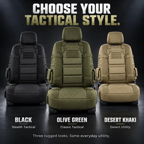 Black Olive Green and Desert Khaki tactical truck seat cover variants