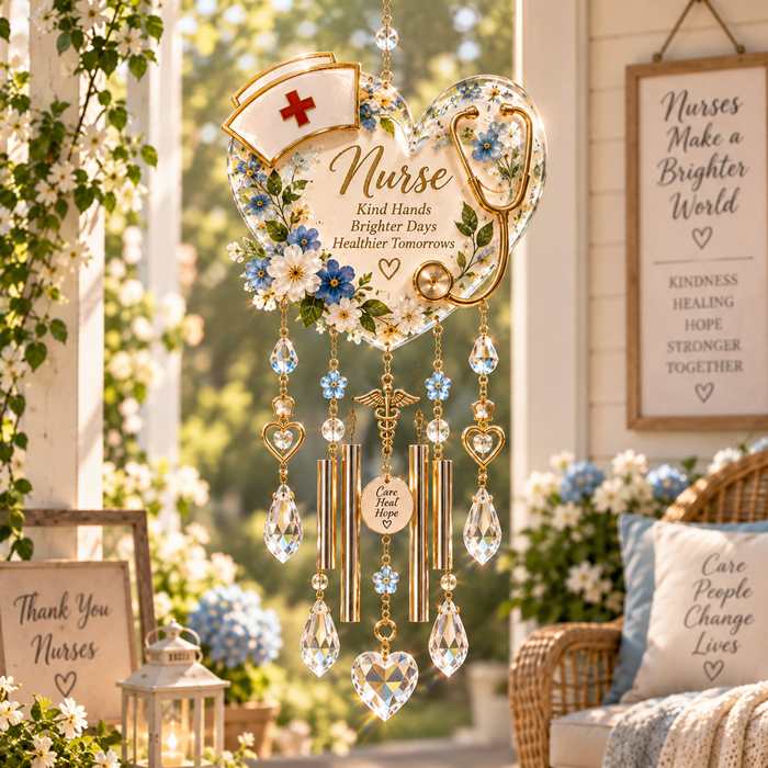 Blue nurse wind chime