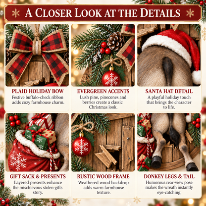 Caught Stealing Christmas™ Donkey Door Wreath – Funny Holiday Door Decor