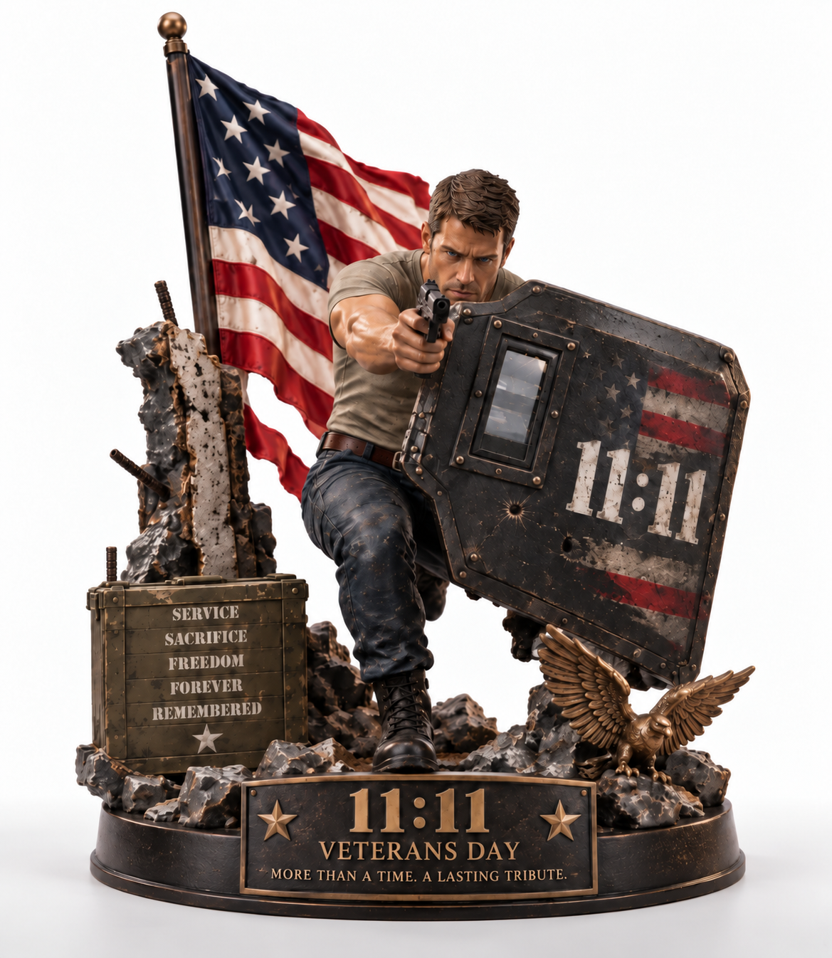 🦅 Veterans Day 11:11 Service & Honor Tribute™ – Soldier Memorial Display ⭐
