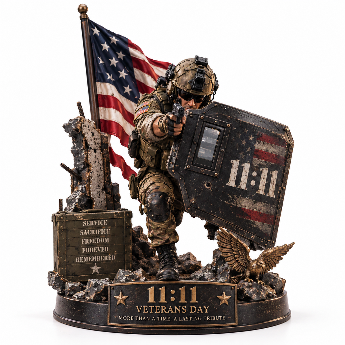 🦅 Veterans Day 11:11 Service & Honor Tribute™ – Soldier Memorial Display ⭐