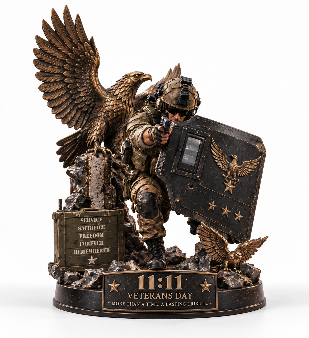 🦅 Veterans Day 11:11 Service & Honor Tribute™ – Soldier Memorial Display ⭐