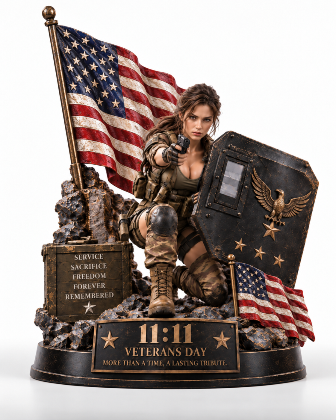 🦅 Veterans Day 11:11 Service & Honor Tribute™ – Soldier Memorial Display ⭐