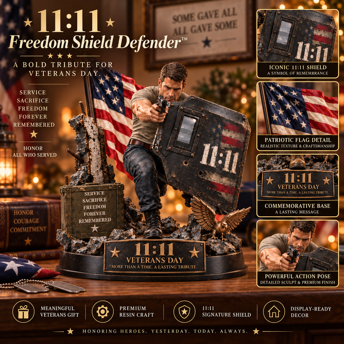 🦅 Veterans Day 11:11 Service & Honor Tribute™ – Soldier Memorial Display ⭐