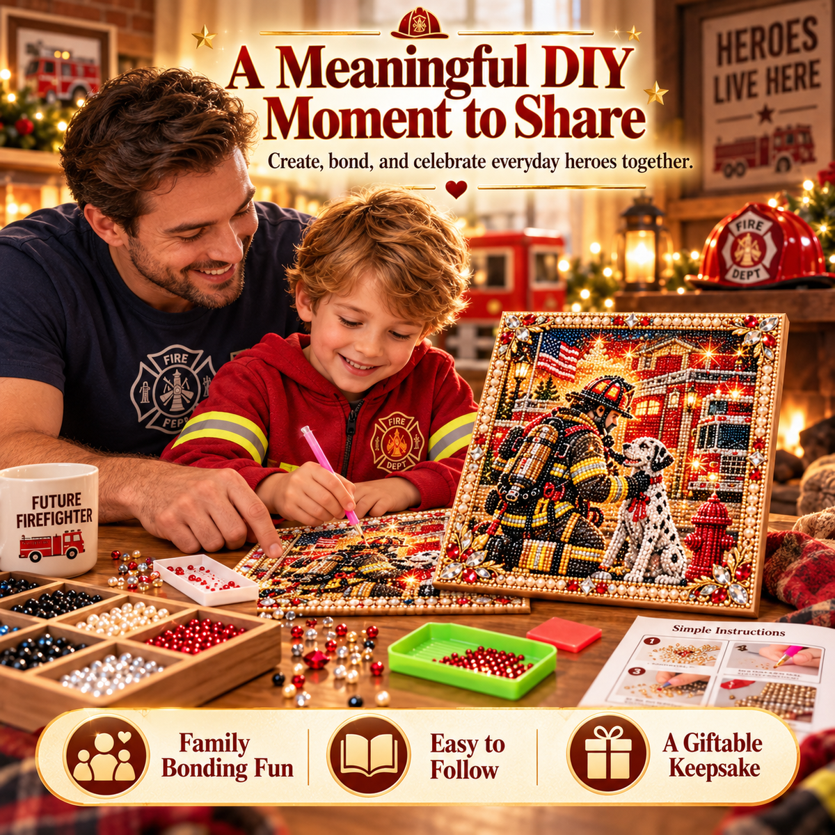 🔥 LIMITED-TIME 50% OFF | Firefighter Heroes Pearl Art Kit™ – DIY Tribute Bead Painting Collection