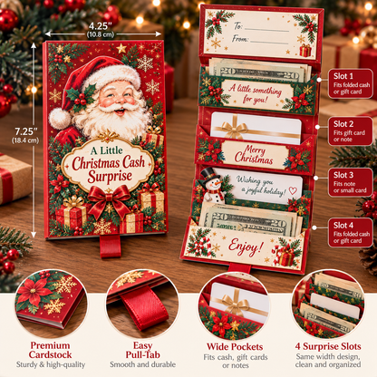 🎄 Christmas Cash Reveal Booklet – Pull-Tab Money & Gift Card Holder