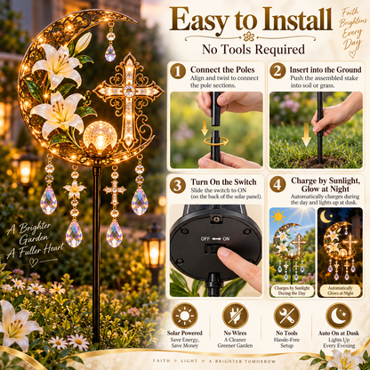 🔥Last Day 49% OFF🔥Cross & Lily Solar Garden Light™ | Christian Faith Garden Stake ✝️✨