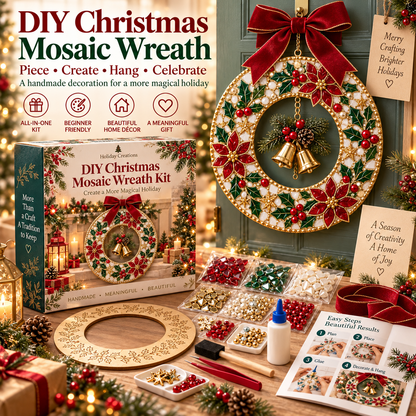 🎄✨ Christmas Jewel Mosaic Wreath™ – DIY Holiday Door Décor Craft Kit 🔔❤️