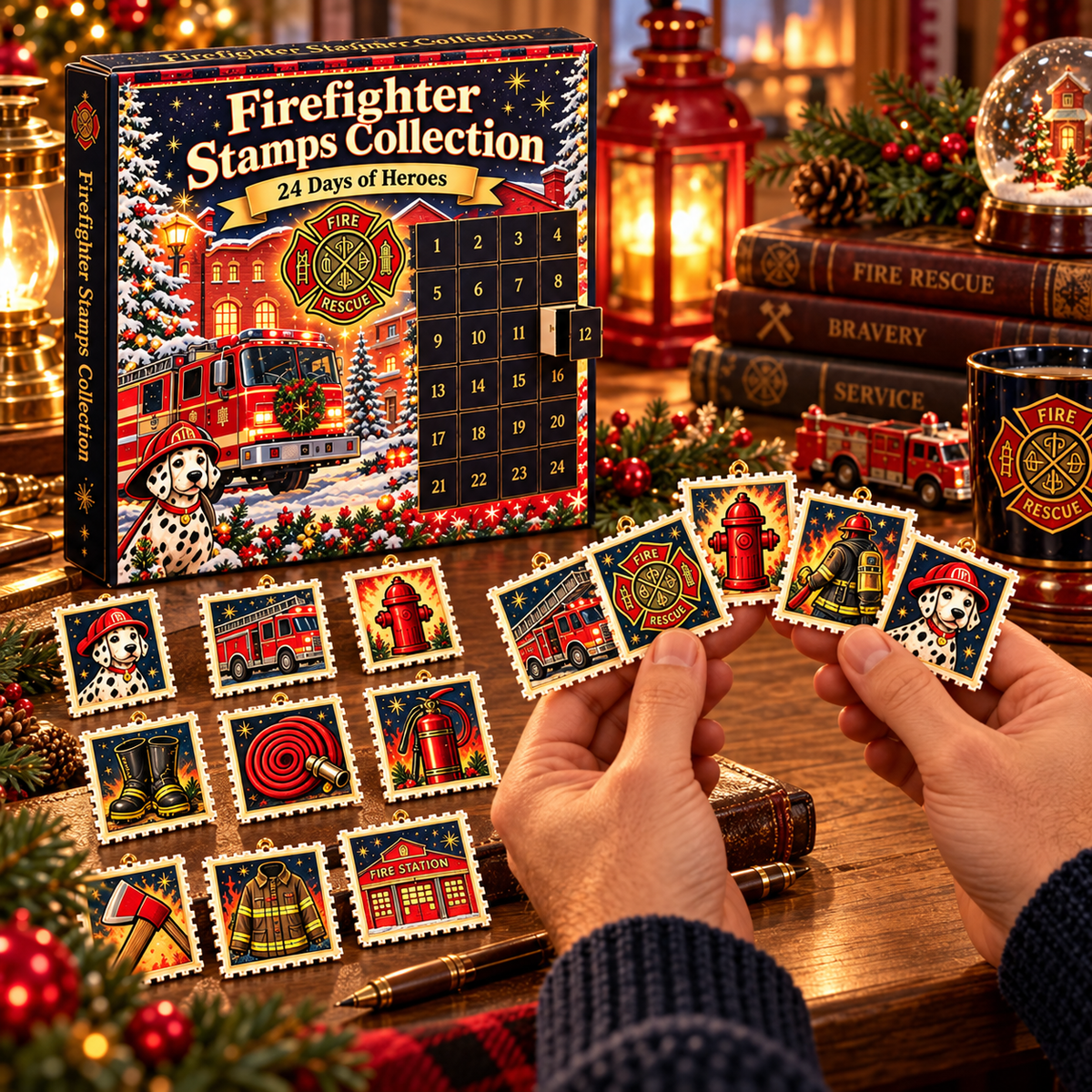 🚒🔥 24 Days of Firehouse Heroes™ – Firefighter Christmas Stamp Advent Collection 🎄✨