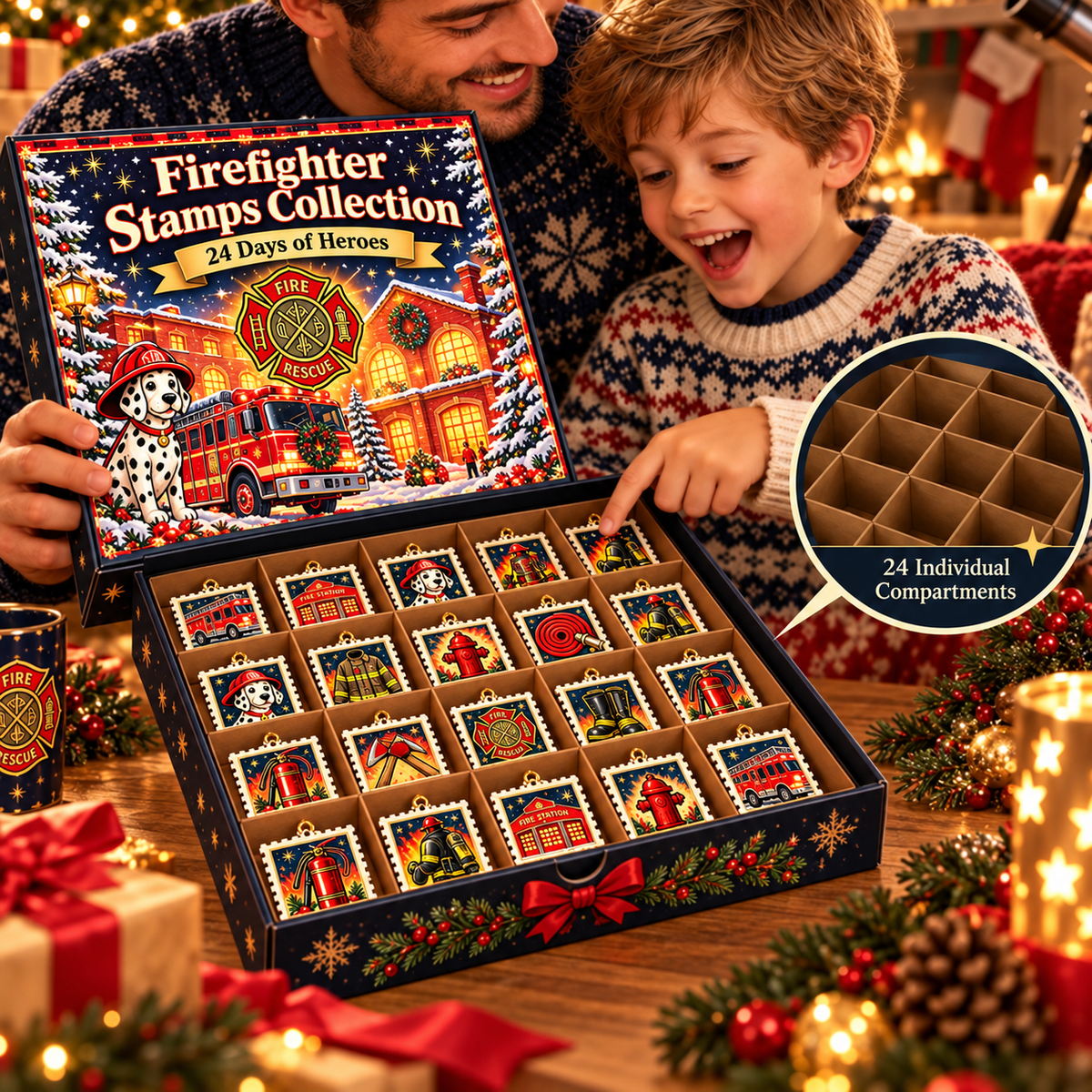 🚒🔥 24 Days of Firehouse Heroes™ – Firefighter Christmas Stamp Advent Collection 🎄✨