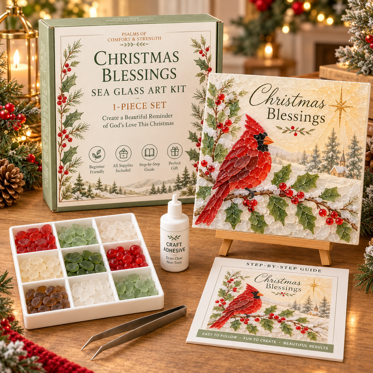 🎄✨ Psalms of Christmas Sea Glass Art Kit🎅⛄