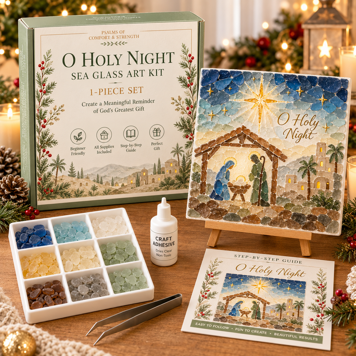 O Holy Night Nativity Christmas Sea Glass Art Kit
