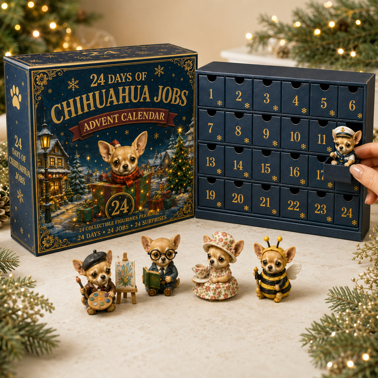 Opening a numbered Chihuahua Jobs Advent Calendar compartment