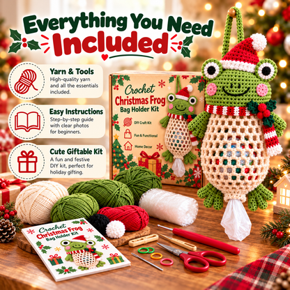🎄Christmas Crochet Bag Holder DIY Kit🐸🐶🎅