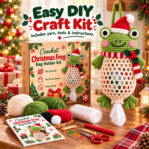 🎄Christmas Crochet Bag Holder DIY Kit🐸🐶🎅