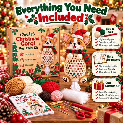 🎄Christmas Crochet Bag Holder DIY Kit🐸🐶🎅