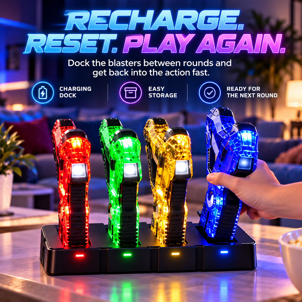 ⚡  4-Player Laser Tag Set – Rechargeable Indoor Battle Game for Kids & Family 🎯