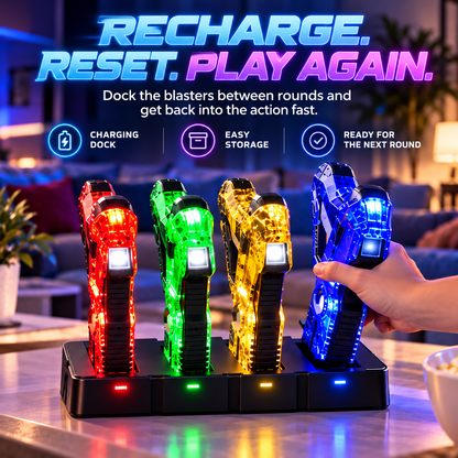 ⚡  4-Player Laser Tag Set – Rechargeable Indoor Battle Game for Kids & Family 🎯