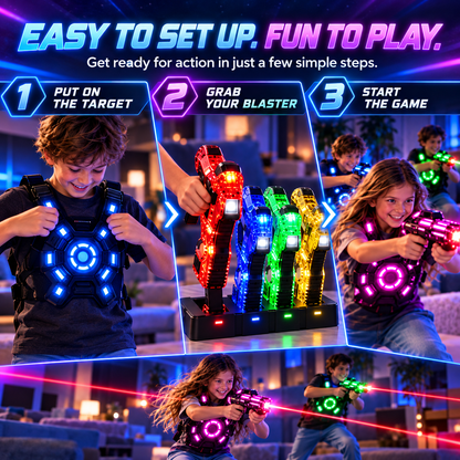 ⚡  4-Player Laser Tag Set – Rechargeable Indoor Battle Game for Kids & Family 🎯