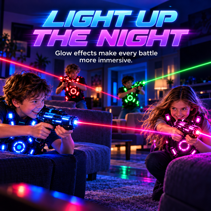⚡  4-Player Laser Tag Set – Rechargeable Indoor Battle Game for Kids & Family 🎯