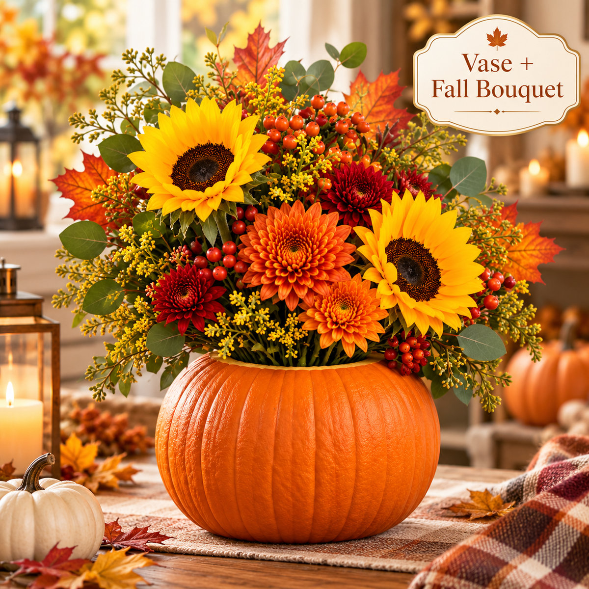 Harvest Bloom Pumpkin DIY flower vase and fall centerpiece