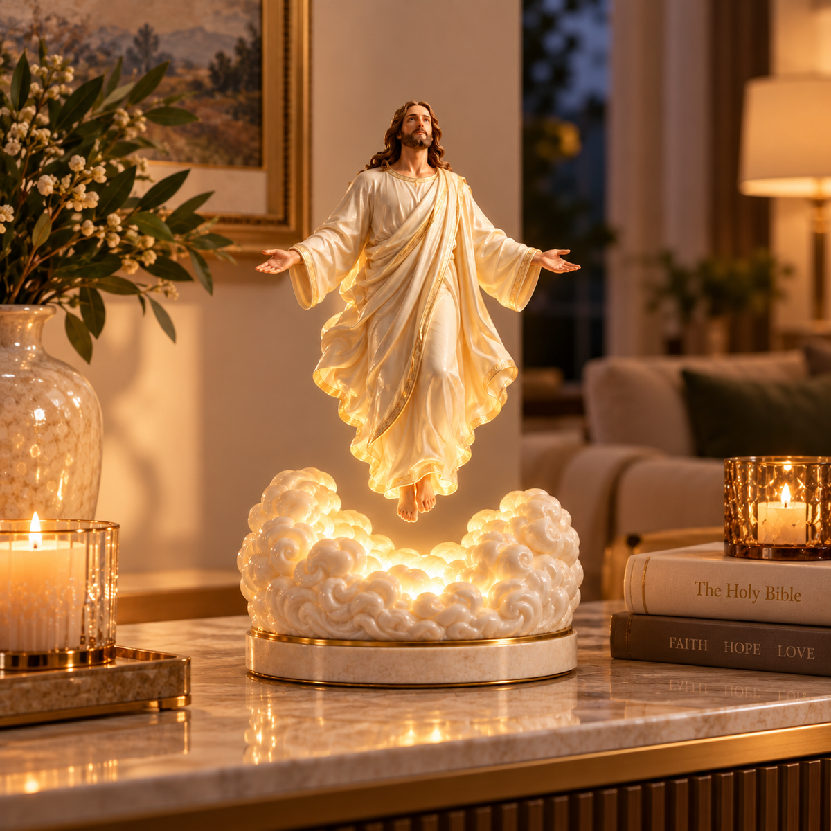 Ascension of Hope sculpture displayed in living room