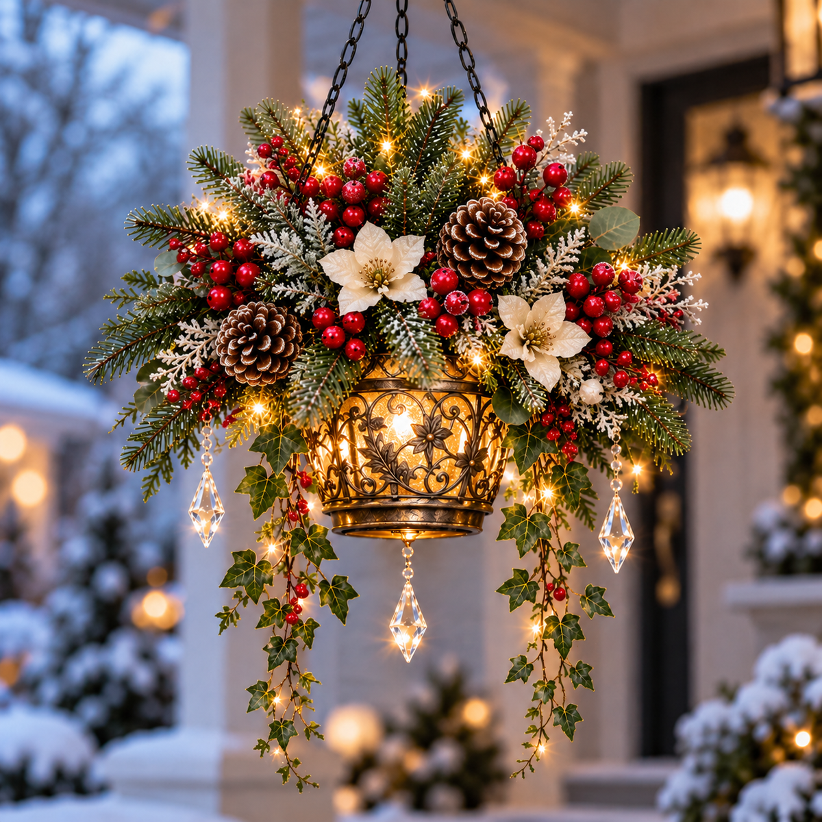 Winter Bloom Glow holiday hanging decor