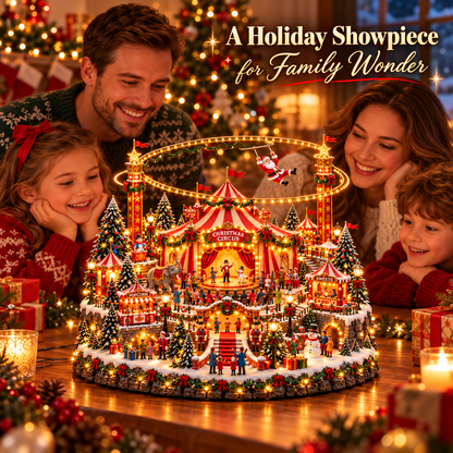 🎪 Santa's Magical Christmas Circus™ – Lighted Christmas Village with Flying Santa & Festive Carnival Scene 🎄
