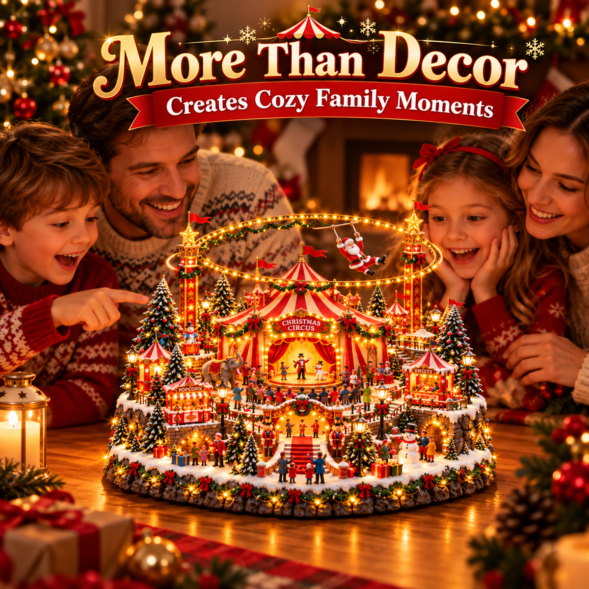 🎪 Santa's Magical Christmas Circus™ – Lighted Christmas Village with Flying Santa & Festive Carnival Scene 🎄