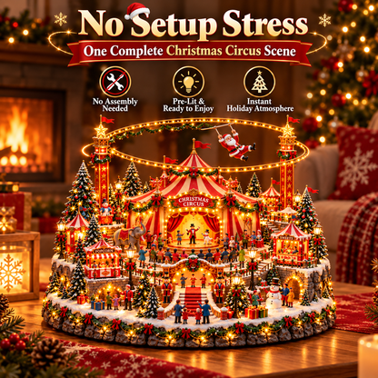 🎪 Santa's Magical Christmas Circus™ – Lighted Christmas Village with Flying Santa & Festive Carnival Scene 🎄