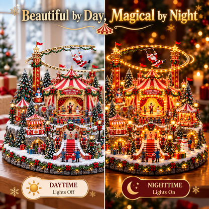 🎪 Santa's Magical Christmas Circus™ – Lighted Christmas Village with Flying Santa & Festive Carnival Scene 🎄