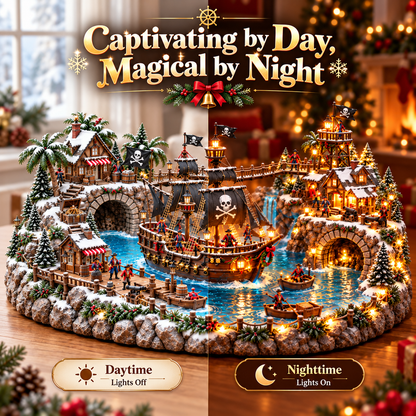 🏴‍☠️ LIMITED-TIME 50% OFF | Lighted Pirate Island Adventure Village – Moving Boat, Treasure Cove & Magical Tabletop Decor ✨