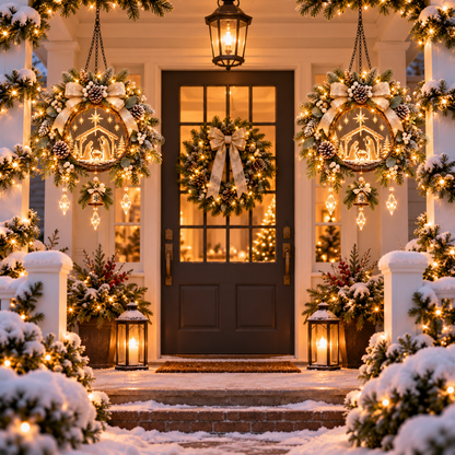 Bethlehem Peace Glow™ – Pre-Lit Nativity Hanging Christmas Porch Decor
