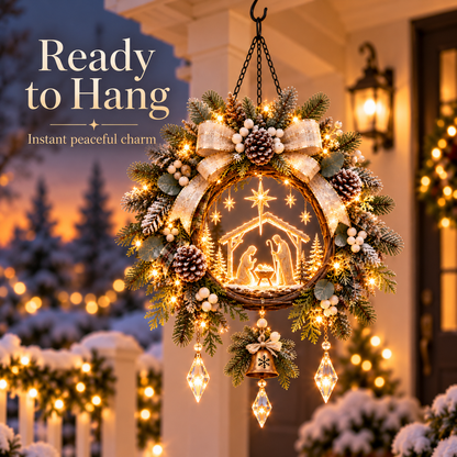 Bethlehem Peace Glow™ – Pre-Lit Nativity Hanging Christmas Porch Decor