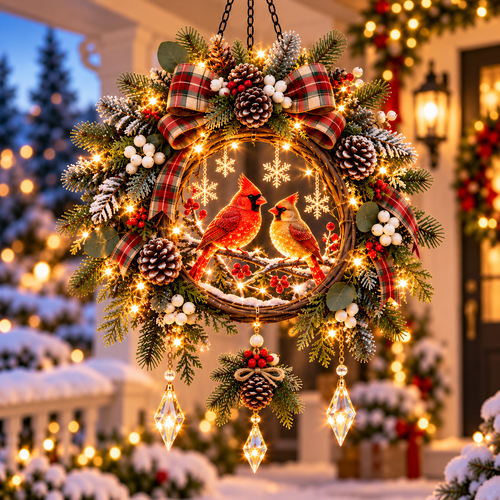 Cardinal Winter Glow™ – Pre-Lit Cardinal Christmas Hanging Porch Decor