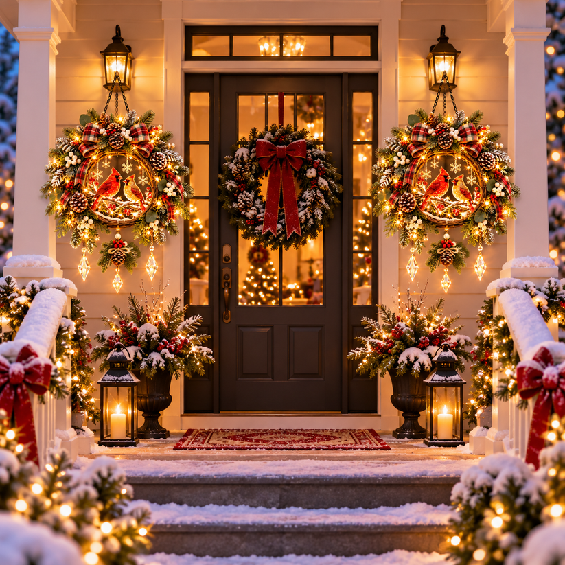 Cardinal pair Christmas hanging decor