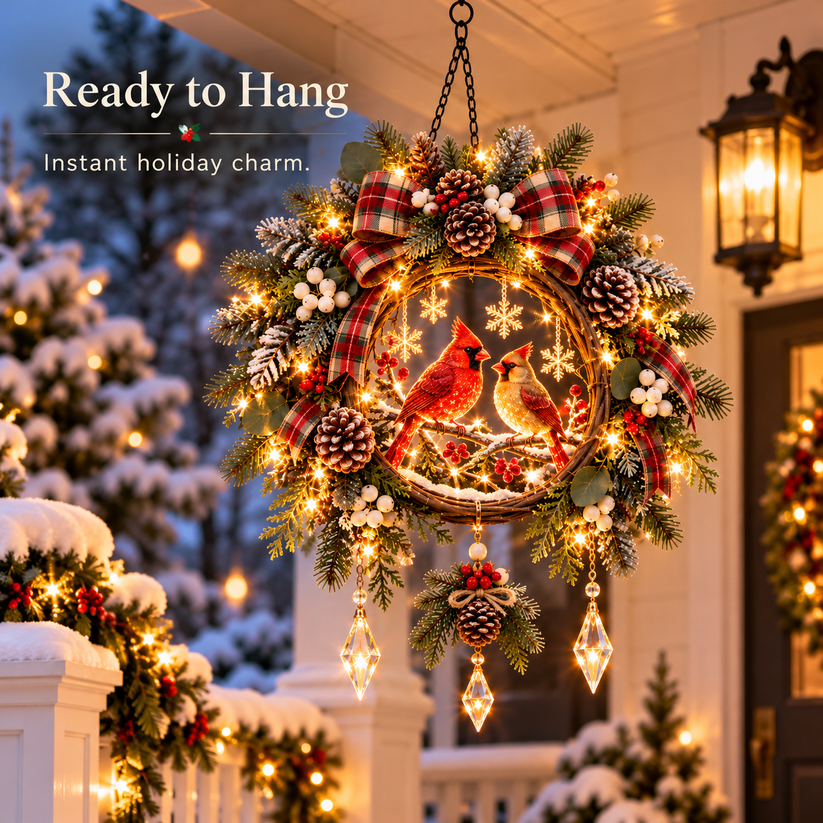 Cardinal Christmas decor layered winter details