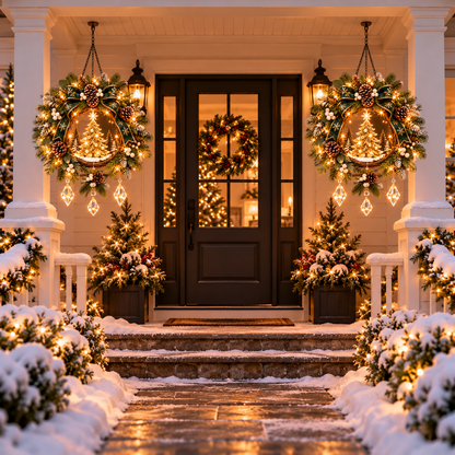 Evergreen Starlight Glow™ – Pre-Lit Christmas Tree Hanging Porch Wreath