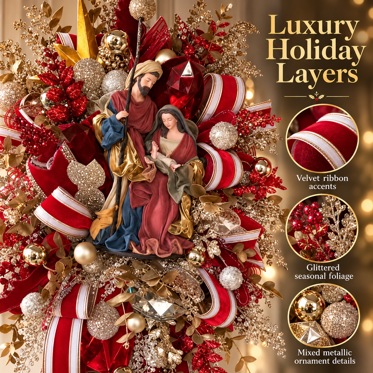Blessed Christmas Nativity Wreath™ – Holy Family Door Decoration | Celebrate the True Meaning of Christmas