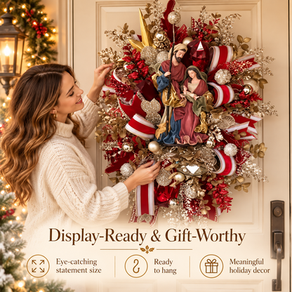 Blessed Christmas Nativity Wreath™ – Holy Family Door Decoration | Celebrate the True Meaning of Christmas