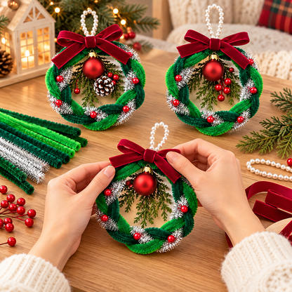 🎄 DIY Christmas Wreath Ornament Kit (Set of 3) – Easy & Fun Beginner-Friendly Christmas Craft | Handmade Holiday Decorations