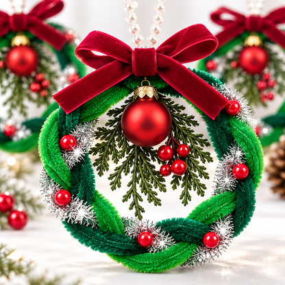 🎄 DIY Christmas Wreath Ornament Kit (Set of 3) – Easy & Fun Beginner-Friendly Christmas Craft | Handmade Holiday Decorations