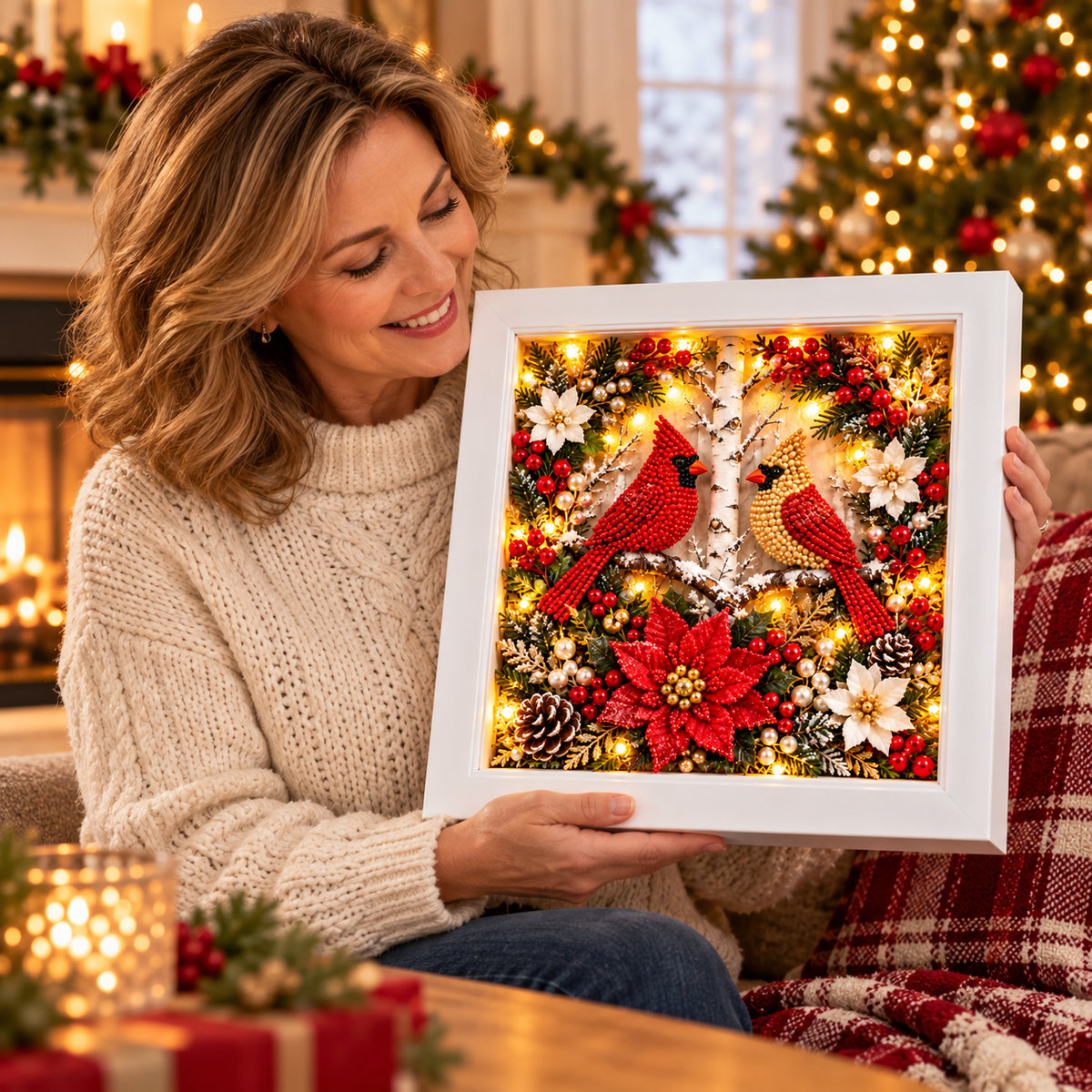 🎄✨ 3D Christmas Shadow Box Decor – Santa, Jesus & Cardinal Keepsake Frames | Ready-to-Display Holiday Gifts