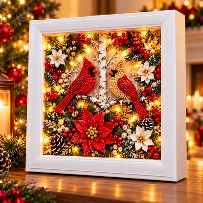 🎄✨ 3D Christmas Shadow Box Decor – Santa, Jesus & Cardinal Keepsake Frames | Ready-to-Display Holiday Gifts