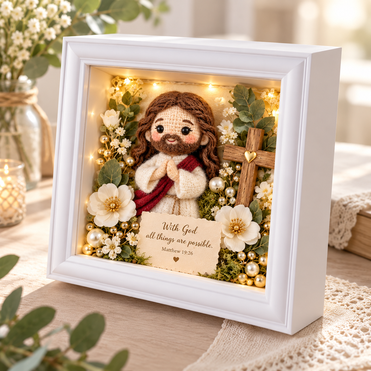 🎄✨ 3D Christmas Shadow Box Decor – Santa, Jesus & Cardinal Keepsake Frames | Ready-to-Display Holiday Gifts