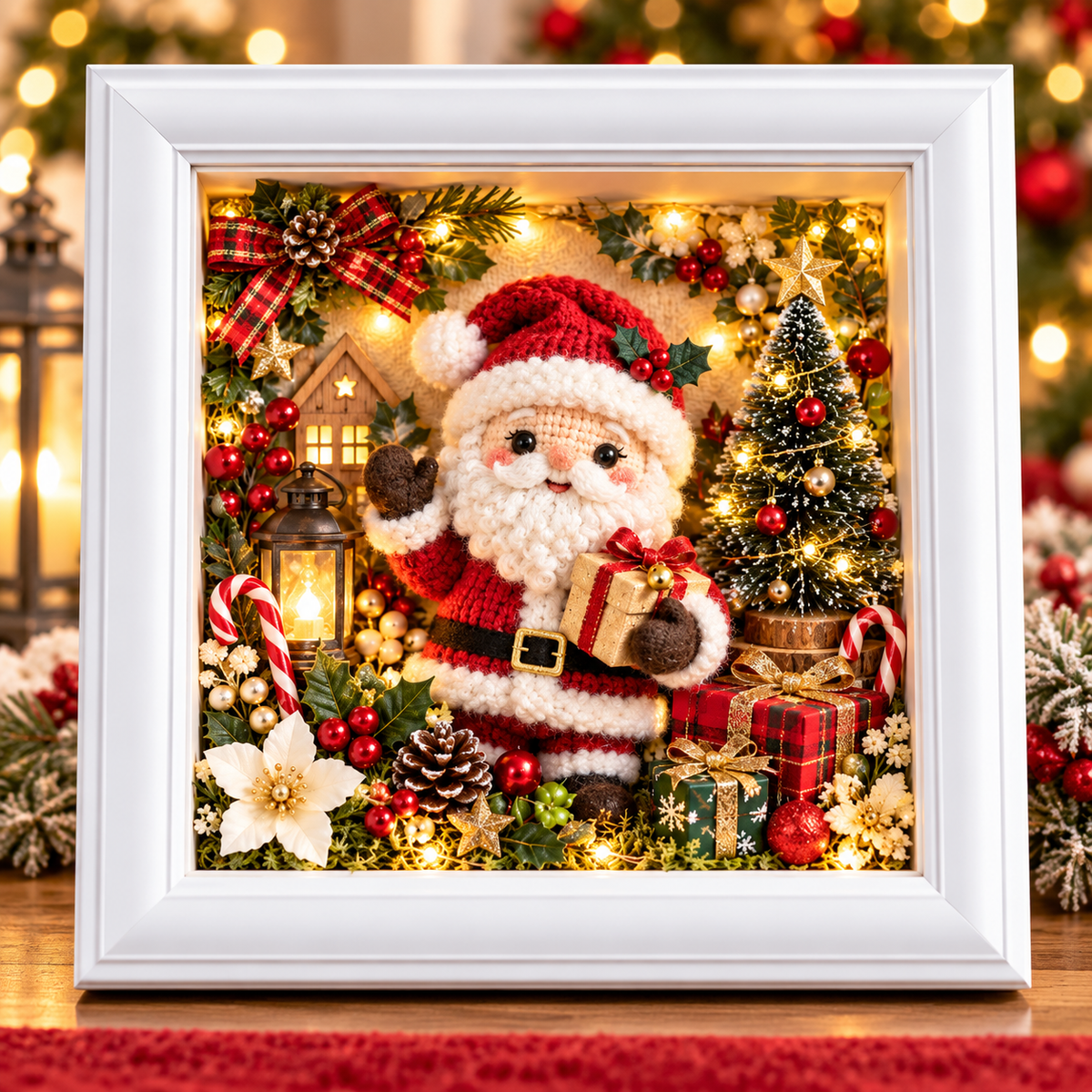 🎄✨ 3D Christmas Shadow Box Decor – Santa, Jesus & Cardinal Keepsake Frames | Ready-to-Display Holiday Gifts