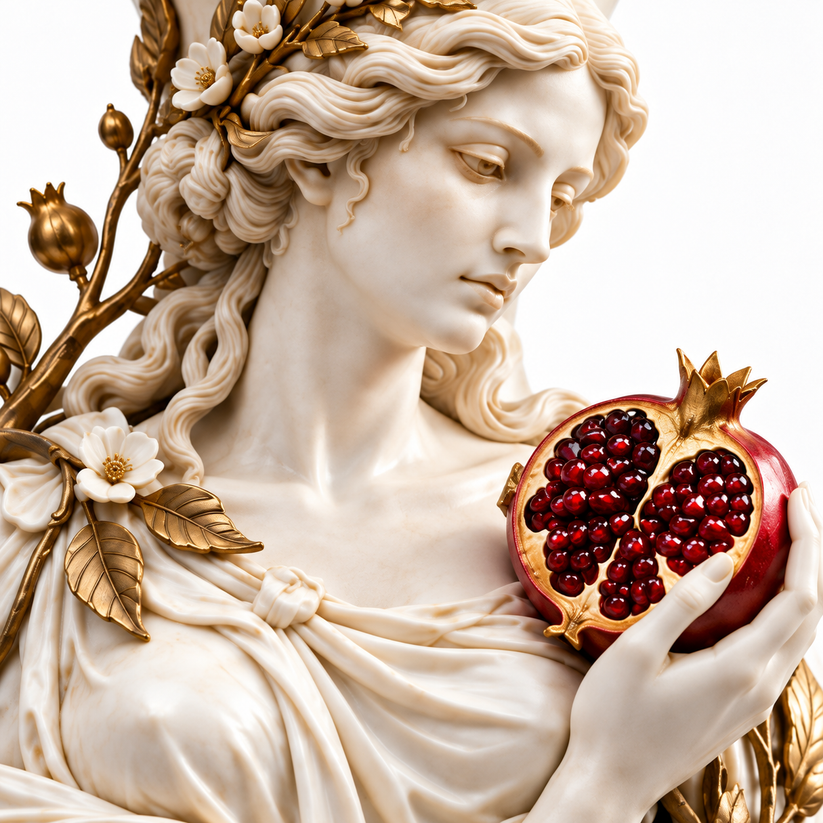 Persephone-inspired Greek goddess art vase and classical design